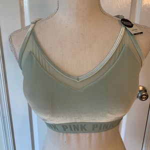 NWT PINK by Victoria’s Secret Mint Velour Sports Bra Large